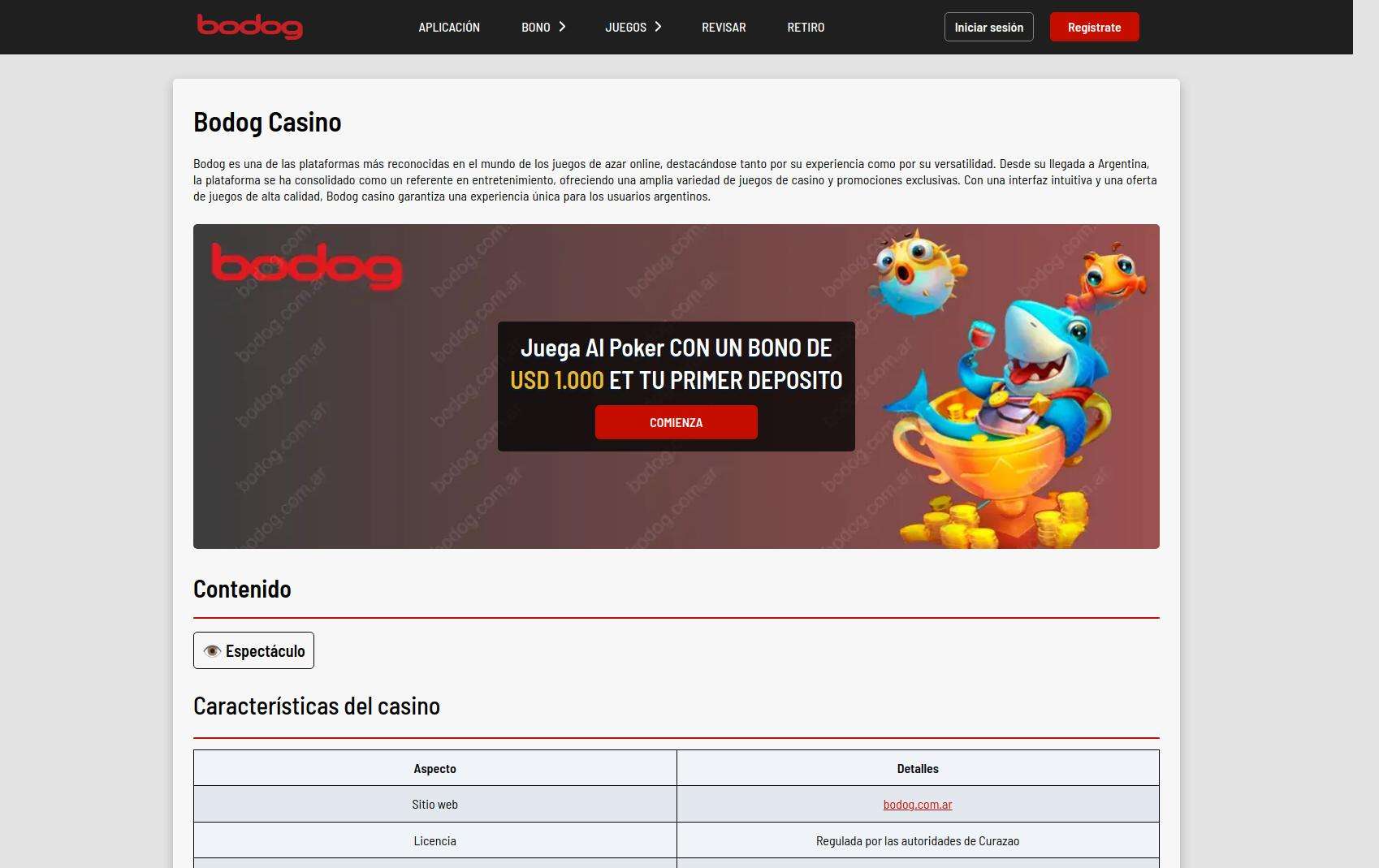 Amplia variedad de juegos populares disponibles en Bodog Casino para la audiencia argentina.