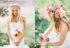 novia con flores en el pelo