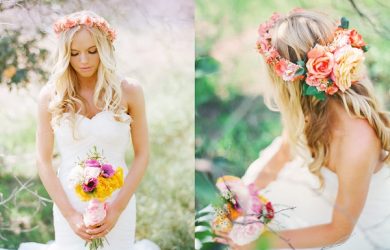 novia con flores en el pelo