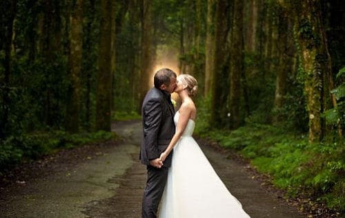 Novios en bosque