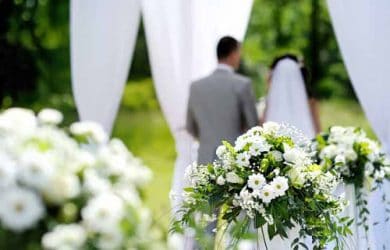 Decoración floral de una boda